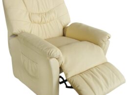 vidaXL Massage Chair Cream Faux Leather