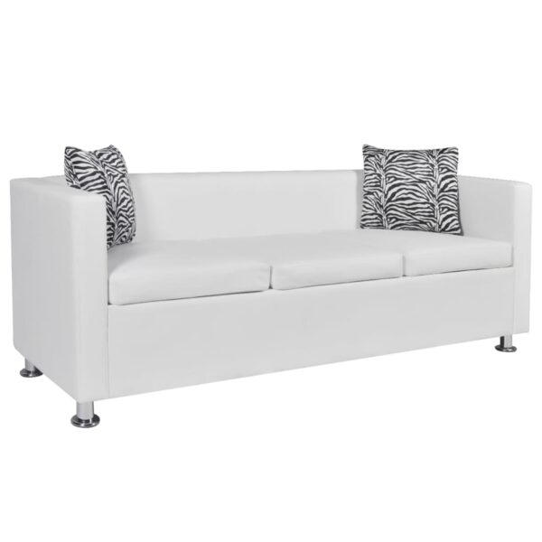 vidaXL Sofa 3-Seater Artificial Leather White