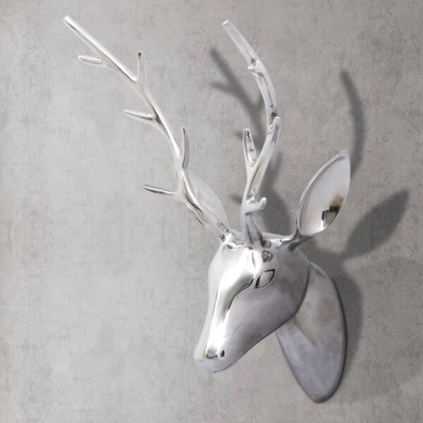 Wall Mounted Aluminum Deer's Head Decoration Silver 24.4"