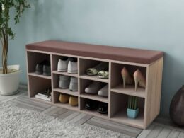 vidaXL Shoe Storage Bench 10 Compartments Oak Color