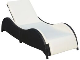 vidaXL Sun Lounger with Cushion Poly Rattan Black