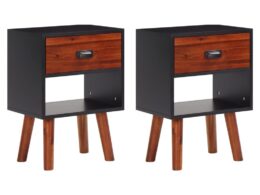 vidaXL Solid Acacia Wood Bedside Cabinets 2 pcs 15.7"x11.8"x22.4"