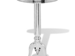 vidaXL Side Table Round Aluminum Silver