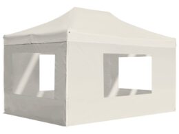 vidaXL Professional Folding Party Tent with Walls Aluminum 14.8'x9.8' Cream