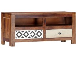 vidaXL TV Stand 35.4"x11.8"x15.7" Solid Wood Sheesham