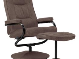vidaXL Swivel Recliner with Ottoman Brown Faux Suede Leather
