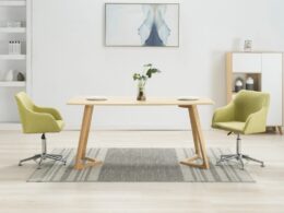 vidaXL Swivel Dining Chairs 2 pcs Green Fabric