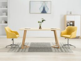 vidaXL Swivel Dining Chairs 2 pcs Yellow Fabric