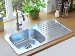 vidaXL Kitchen Sink with Strainer and Trap Stainless Steel