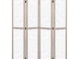 vidaXL 4-Panel Room Divider White 55.1"x65" Solid Wood