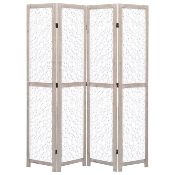 vidaXL 4-Panel Room Divider White 55.1"x65" Solid Wood