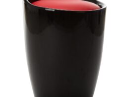 vidaXL Storage Stool Black and Red Faux Leather