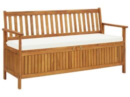 vidaXL Storage Bench with Cushion 58.2" Solid Acacia Wood