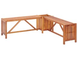 vidaXL Patio Corner Bench with Planter 46"x46"x15.7" Solid Acacia Wood