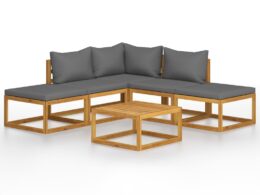 vidaXL 6 Piece Patio Lounge Set with Cushions Solid Acacia Wood