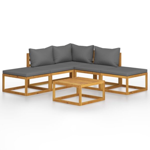 vidaXL 6 Piece Patio Lounge Set with Cushions Solid Acacia Wood