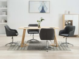 vidaXL Swivel Dining Chairs 4 pcs Dark Gray Fabric