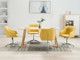 vidaXL Swivel Dining Chairs 4 pcs Yellow Fabric