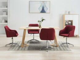 vidaXL Swivel Dining Chairs 4 pcs Wine Red Fabric
