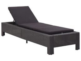vidaXL Sunbed with Cushion Black Poly Rattan