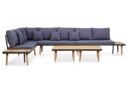 vidaXL 7-Seater Patio Lounge Set with Cushions Solid Acacia Wood Brown