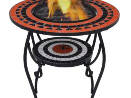 vidaXL Mosaic Fire Pit Table Terracotta and White 26.8" Ceramic