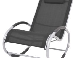 vidaXL Outdoor Rocking Chair Black Textilene