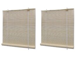 vidaXL Natural Bamboo Roller Blinds 2 pcs 47.2"x63"