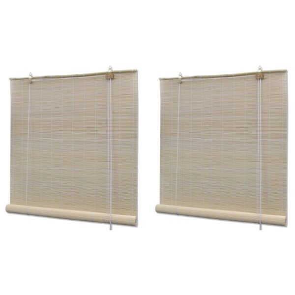 vidaXL Natural Bamboo Roller Blinds 2 pcs 47.2"x63"