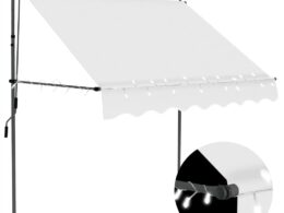 vidaXL Manual Retractable Awning with LED 78.7" Cream