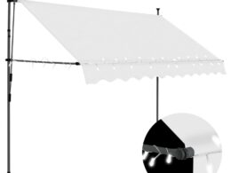 vidaXL Manual Retractable Awning with LED 118.1" Cream