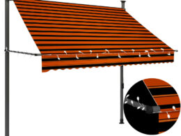 vidaXL Manual Retractable Awning with LED 78.7" Orange and Brown