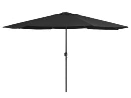 vidaXL Garden Parasol with Metal Pole 153.5" Black