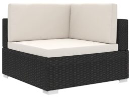 vidaXL Sectional Corner Chair with Cushions Poly Rattan Black