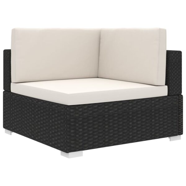 vidaXL Sectional Corner Chair with Cushions Poly Rattan Black