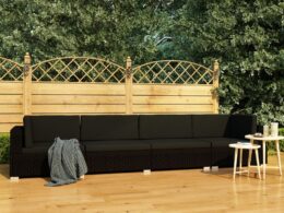 vidaXL 4 Piece Patio Sofa Set with Cushions Poly Rattan Black