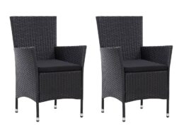 vidaXL Patio Chairs 2 pcs Black Poly Rattan