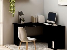 vidaXL L-Shaped Corner Desk Black 47.2"x55.1"x29.5" Engineered Wood