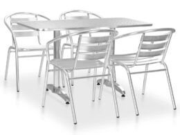 vidaXL 5 Piece Patio Dining Set Aluminum Silver