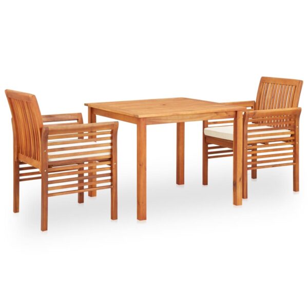 vidaXL 3 Piece Patio Dining Set with Cushions Solid Acacia Wood