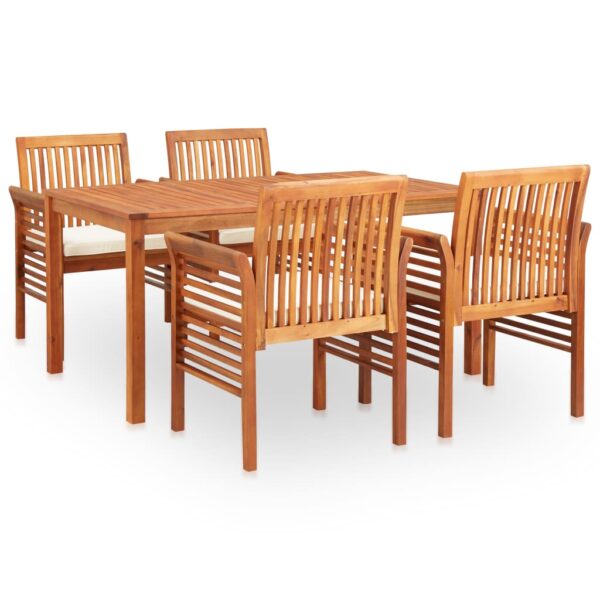 vidaXL 5 Piece Patio Dining Set with Cushions Solid Acacia Wood