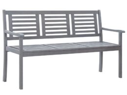 vidaXL 3-Seater Patio Bench 59.1" Gray Solid Wood Eucalyptus