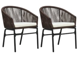 vidaXL Patio Chairs 2 pcs Brown PE Rattan