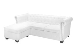 vidaXL L-shaped Chesterfield Sofa Artificial Leather White