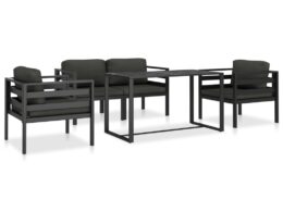 vidaXL 5 Piece Patio Sofa Set with Cushions Aluminum Anthracite