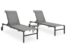 vidaXL Sun Loungers 2 pcs with Table Textilene and Steel
