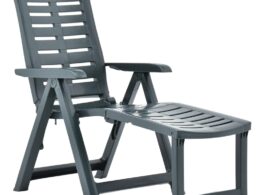 vidaXL Folding Sun Lounger Plastic Green