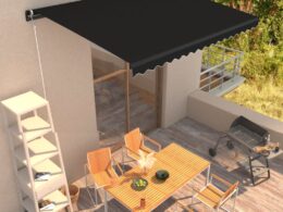 vidaXL Manual Retractable Awning 157.5"x118.1" Anthracite