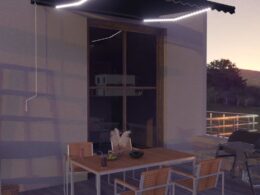 vidaXL Manual Retractable Awning with LED 157.5"x118.1" Anthracite