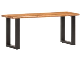 vidaXL Live Edge Bench 43.3" Solid Acacia Wood and Steel